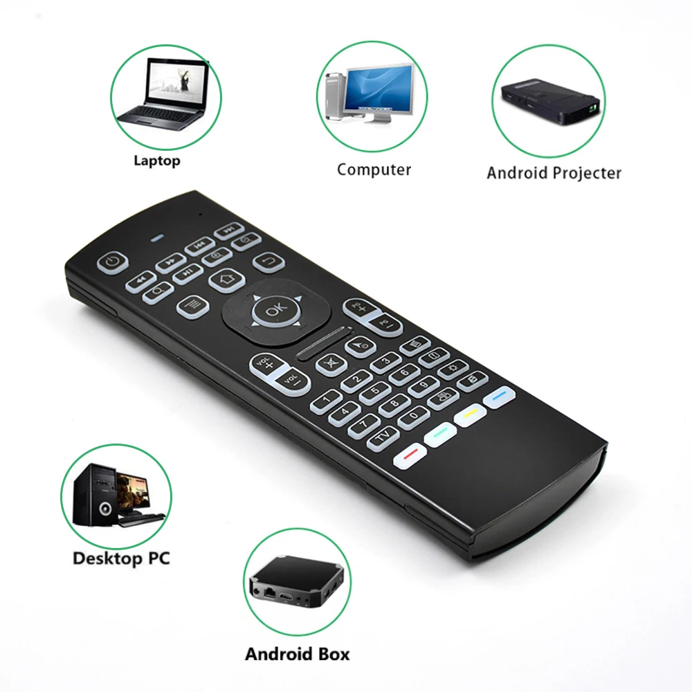 MX3-Télécommande intelligente rétro-éclairée Air Mouse, 2.4G RF sans fil avec clavier pour H96 MAX Smart Home, Android TV Box, contrôleur