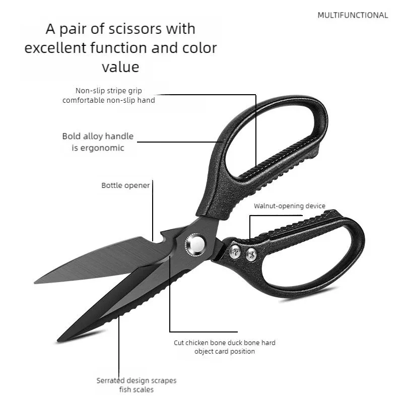 Titanium plated kitchen scissors Household boneshearin Powerful chicken bone scissors versatile fish killing knife,kitchen lools