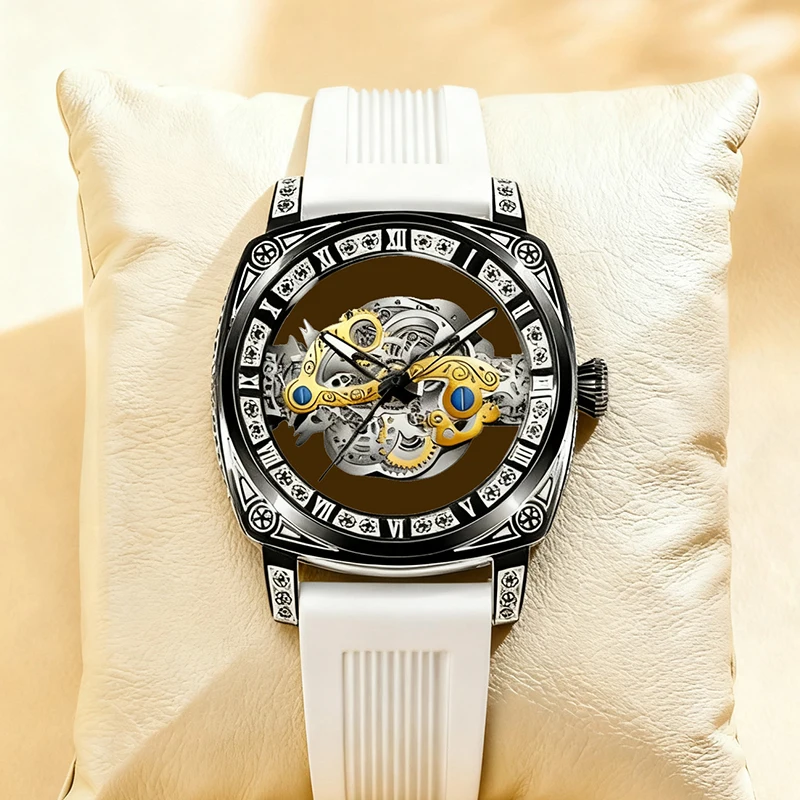 

Мужские деловые молодежные кварцевые часы в винтажном стиле с белой лентой