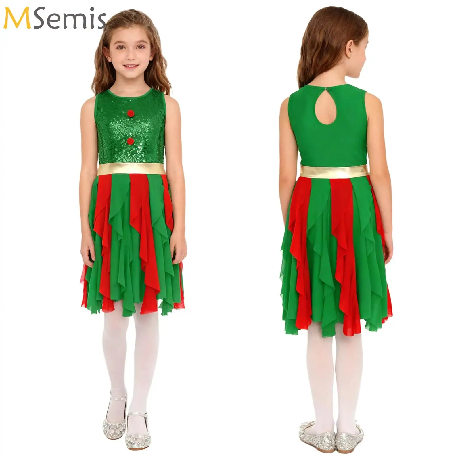 أطفال بنات الترتر عيد الميلاد الشكل التزلج الباليه ملابس رقص قصب الحلوى Pompom تول يوتار فستان حفلة السنة الجديدة Dancewear