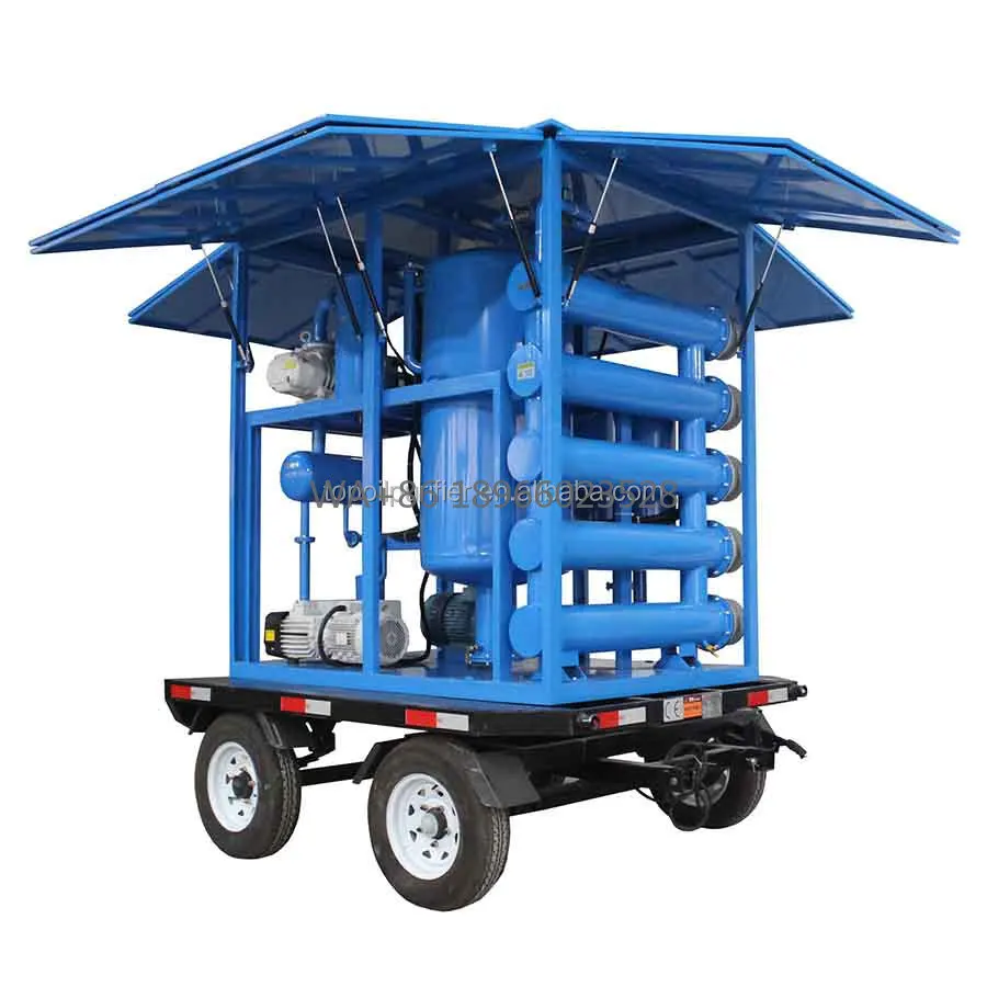 Vendite calde ZYD-M-100 con rimorchio mobile e purificatore di olio diesel sottovuoto a doppio stadio resistente alle intemperie