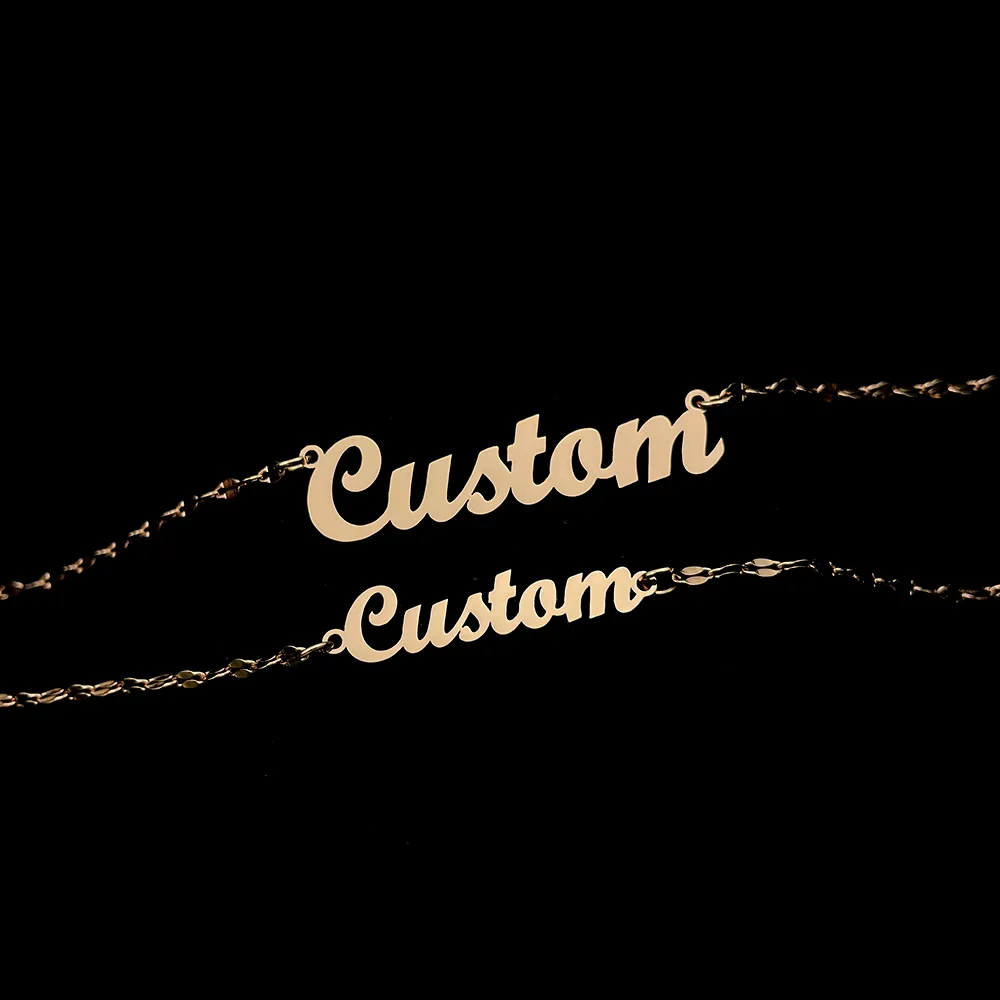 Personalized Letter Pendant Stainless Steel Choker Custom Name Women Necklace Bracelet Set Jewelry Parure Acier Inoxydable Femme