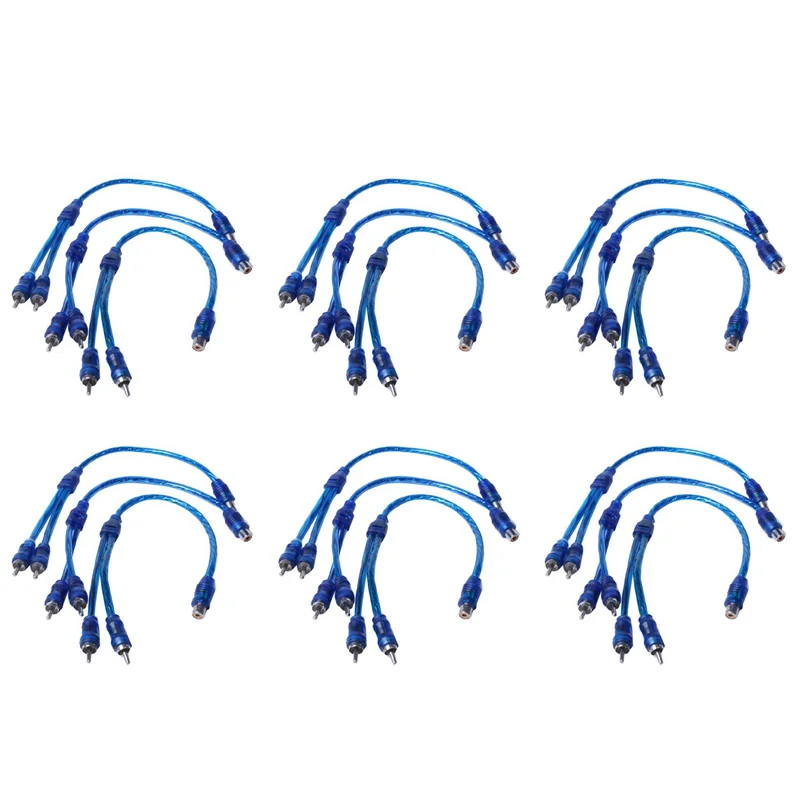 18 Pcs Audio Connection For 1 RCA Female To 2 RCA Male Adapter Splitter Cable
