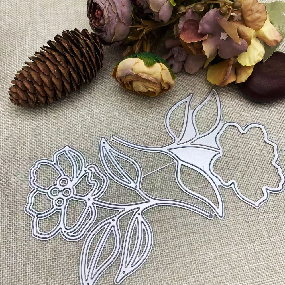 Flower Branch And Leaves Metal Cutting Dies DIY Scrapbook Card Making Embossing Craft Die Cut Stencil