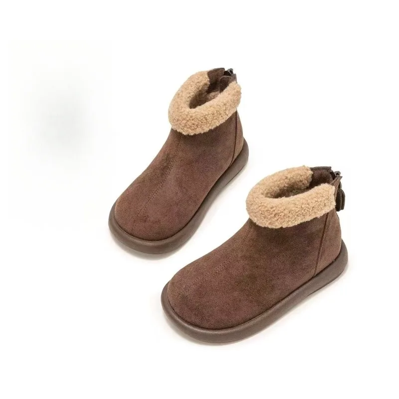 

Kids Fashion Boots Versatile Korean Style Girls Short Boots with Back Zipper 2025 Winter New Children Casual Princess Boots Soft