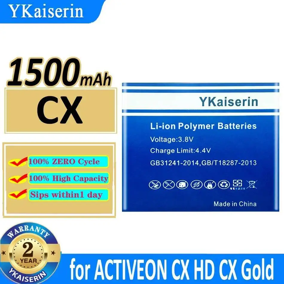 

Long-Lasting For Activeon CX HD Gold 1500Mah Premium Replacement Sports Camera Battery