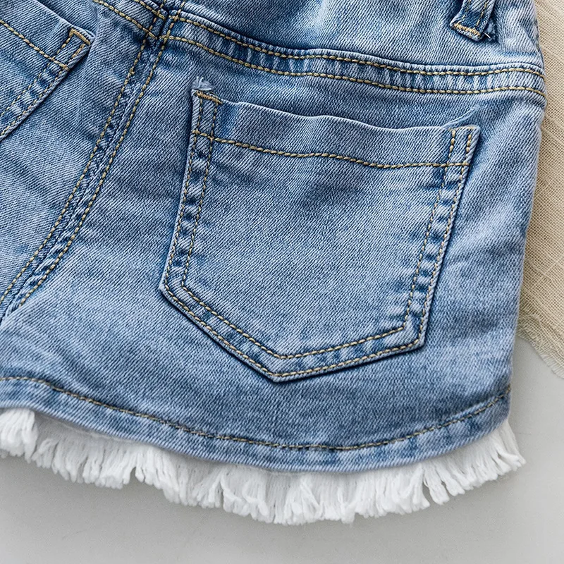 Cute Flower Baby Girls Denim Shorts Summer New Fashion Korean Version Kids Shorts Pants Birthday Gift 2-10 Yrs Children Clothing image 3