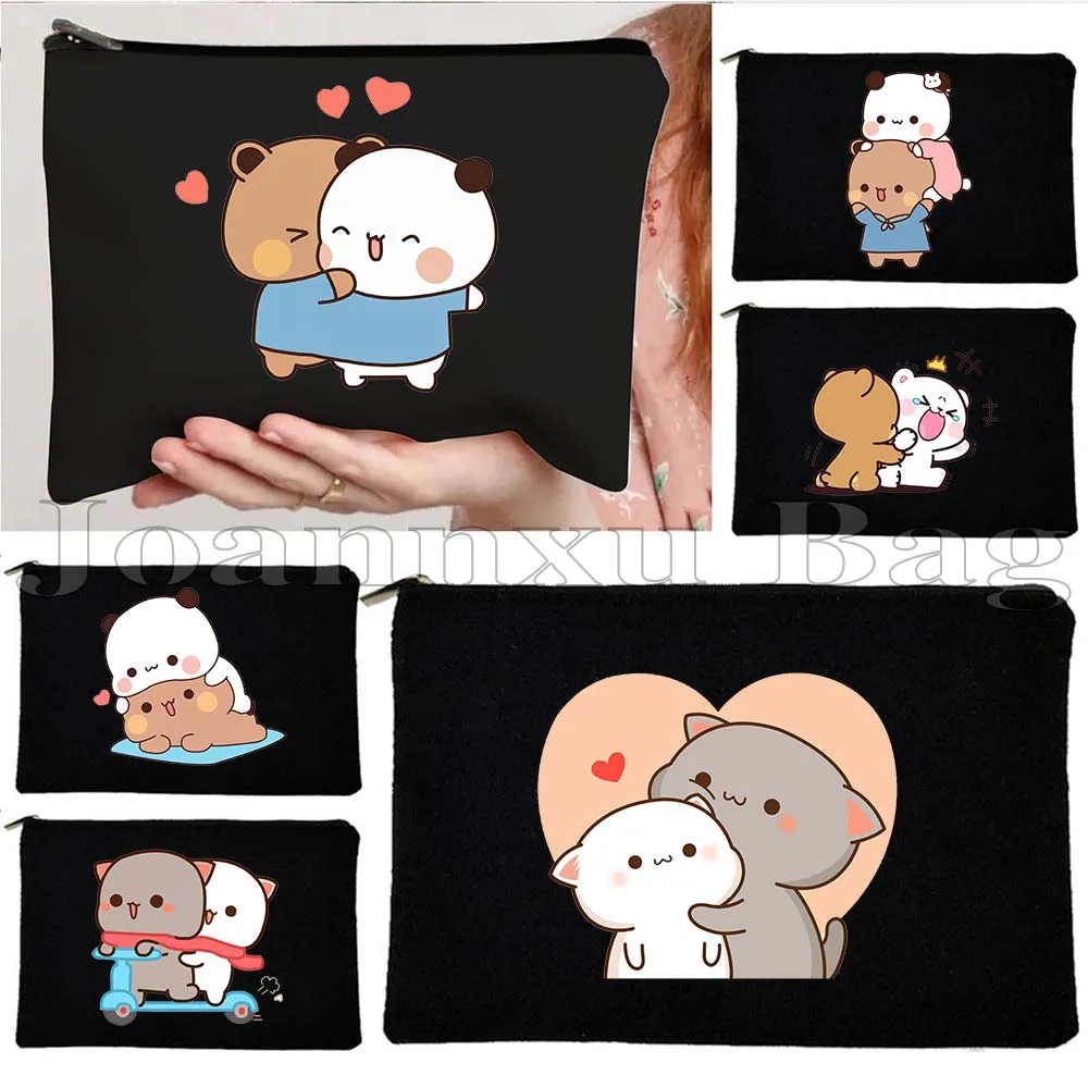 

Aesthetic Cute Bear Kawaii Animal Cartoon Printed Canvas Cosmetic Bag Makeup Toilet Bag Pencil Case Zipper Pouch Key Coin Purse