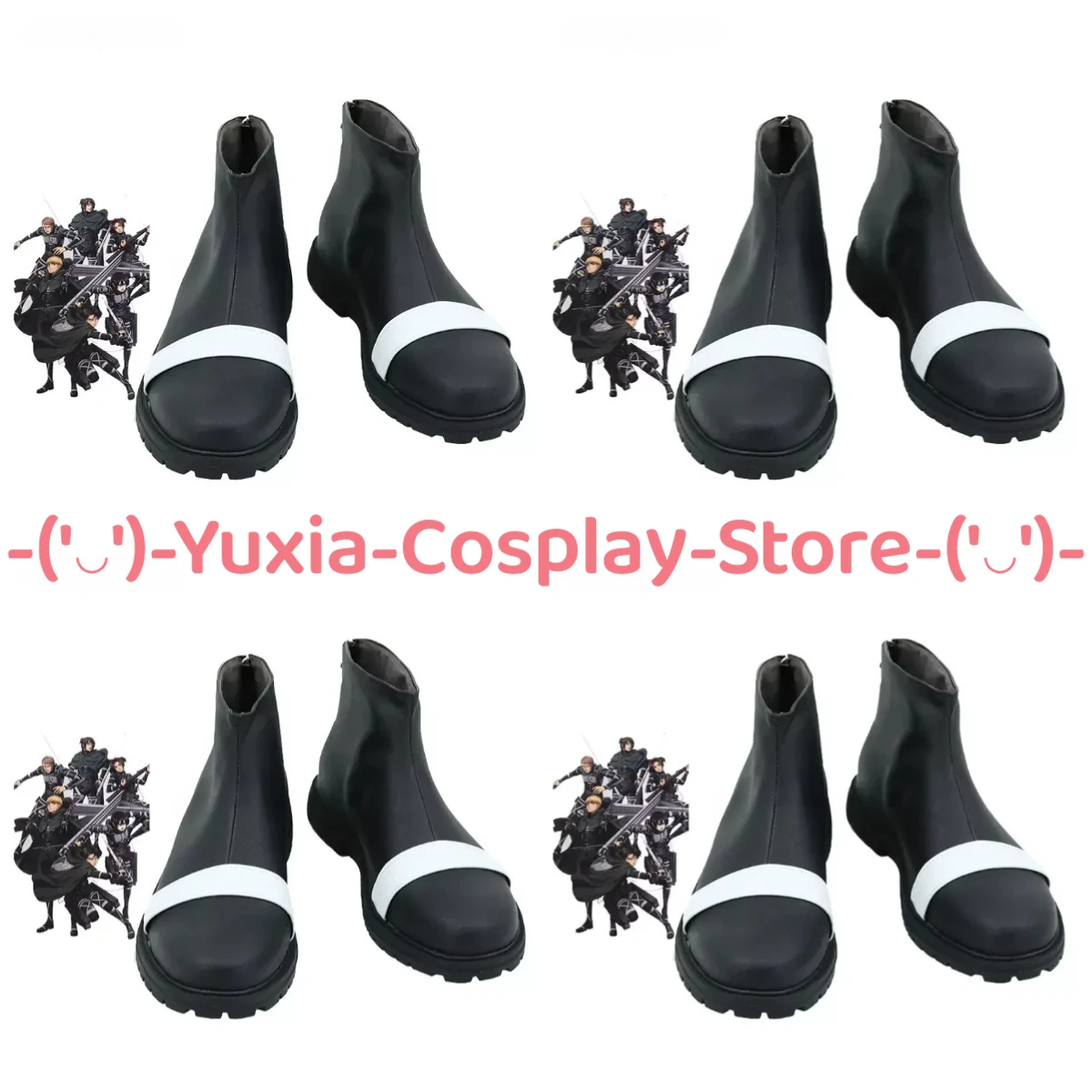 Yuxiacosplay! Attack on Titan Levi Ackerman Cosplay Shoes Anime Character Prop PU Leather Boots Halloween Carnival Party Costume