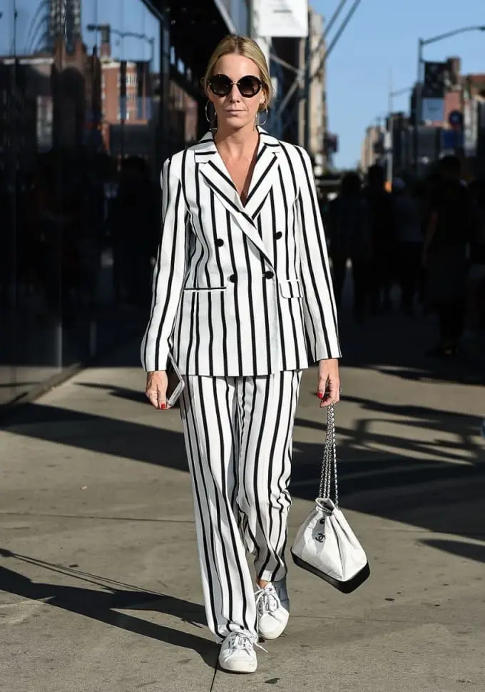 White Stripe Mother of the Bride Dresses Notched Lapel Double Breasted Jacket Custom Made Blazer Pants Daily Power Formal