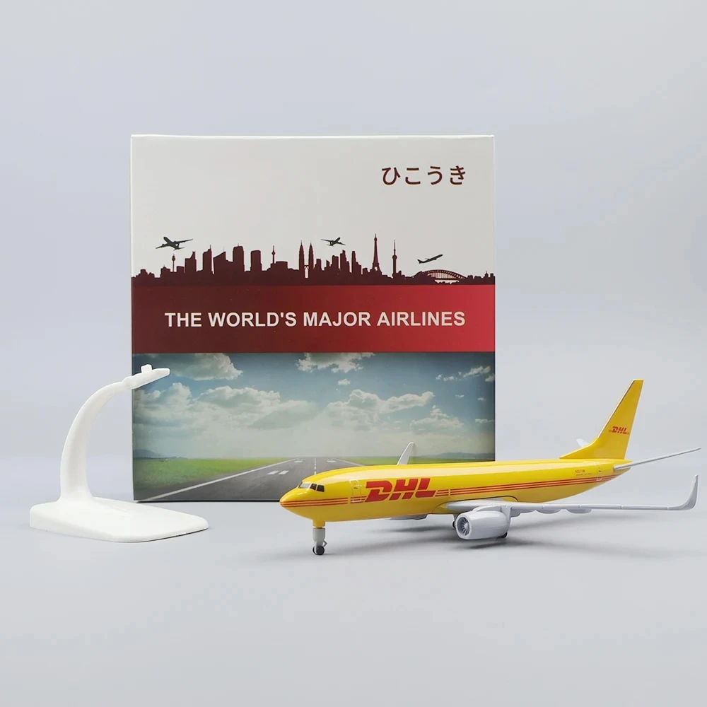 

Металлическая модель самолета DHL B737 в масштабе 1:300 с подставкой, для подарка и декора, коллекционная, для любителей авиации
