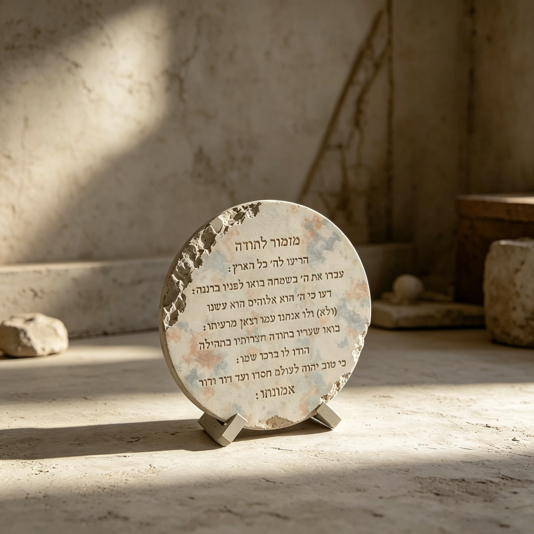 Kabbalat Shabbat Prayer Plaque Silicone Mold with Stand, Irregular Stone Edge Round Hebrew Welcome Shabbat Blessing Resin Castin