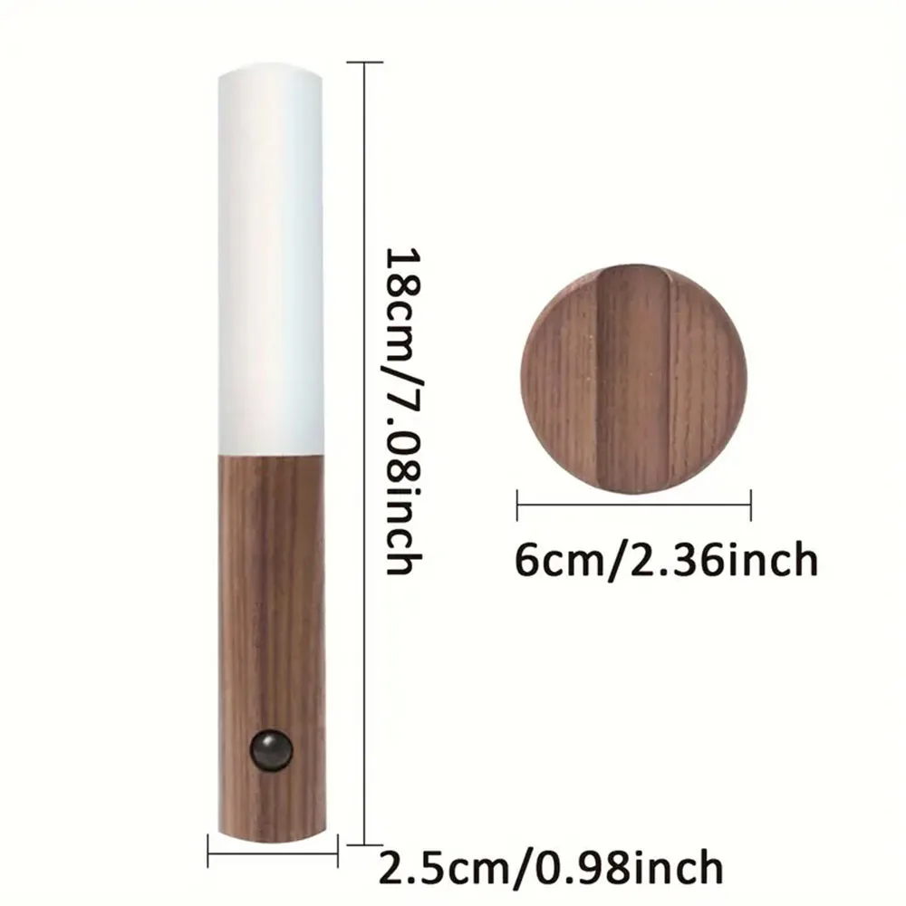 Lámpara de succión magnética de madera inteligente, luz LED nocturna con carga, escalera, pasillo, dormitorio, atmósfera, luz con detección de cuerpo humano