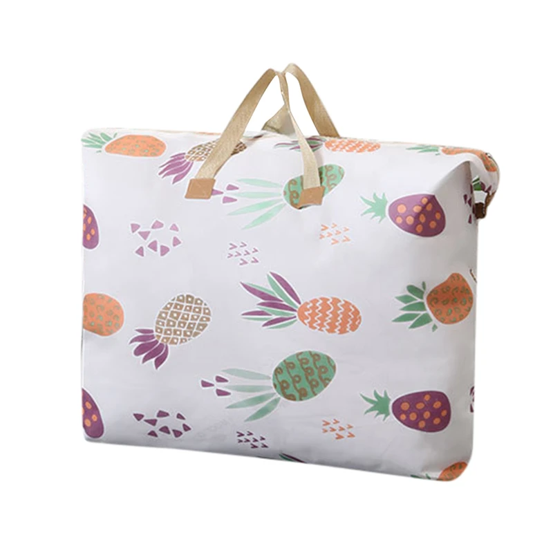 Cute Print Zipper Quilt Storage Bag Zipper Large Capacity Packing Bag Double Handle Moisture-proof Clothes Quilt Storage Bag