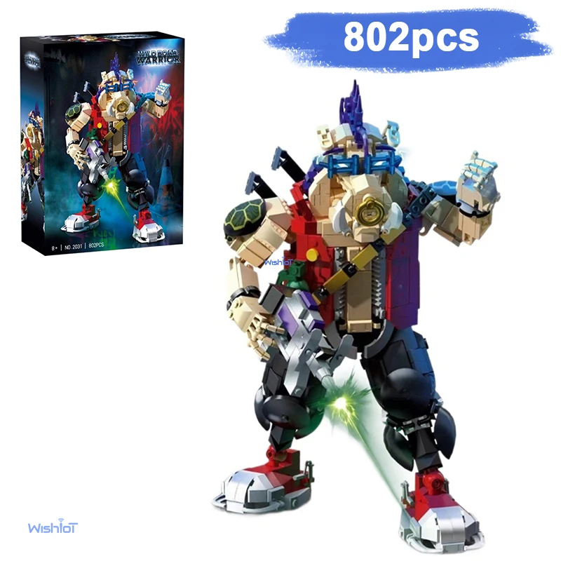DK2031 Cyber Pig Warrior Model 802PCS Small Particle Building Blocks Robot Animal Mecha Assembly Toy Gift Set For Kids