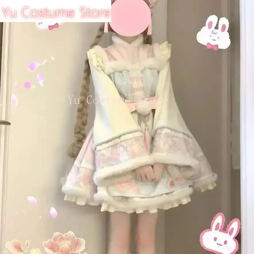 

Japanese Kawaii Lolita Dress Women Sweet Bow Chinese Element Vintage Mini Dress Red Long Sleeve Christmas Party Dresses 2025