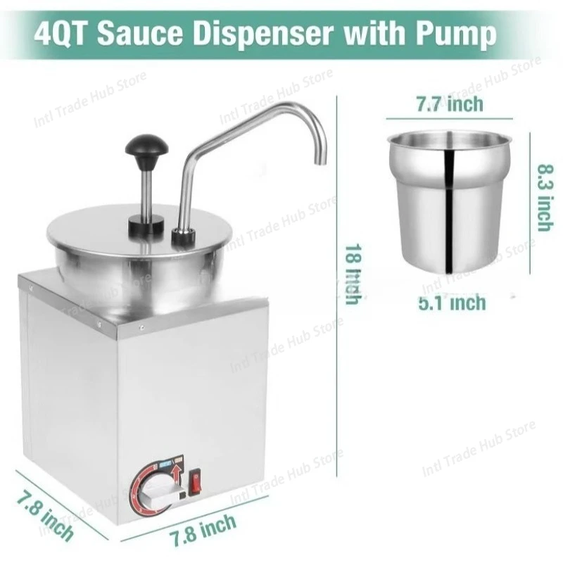 2.5L Cheese Pump Dispenser Electric Sauce/Cheese/Chocolate/Butter Pump Warmer for Restaurant Commercial Use