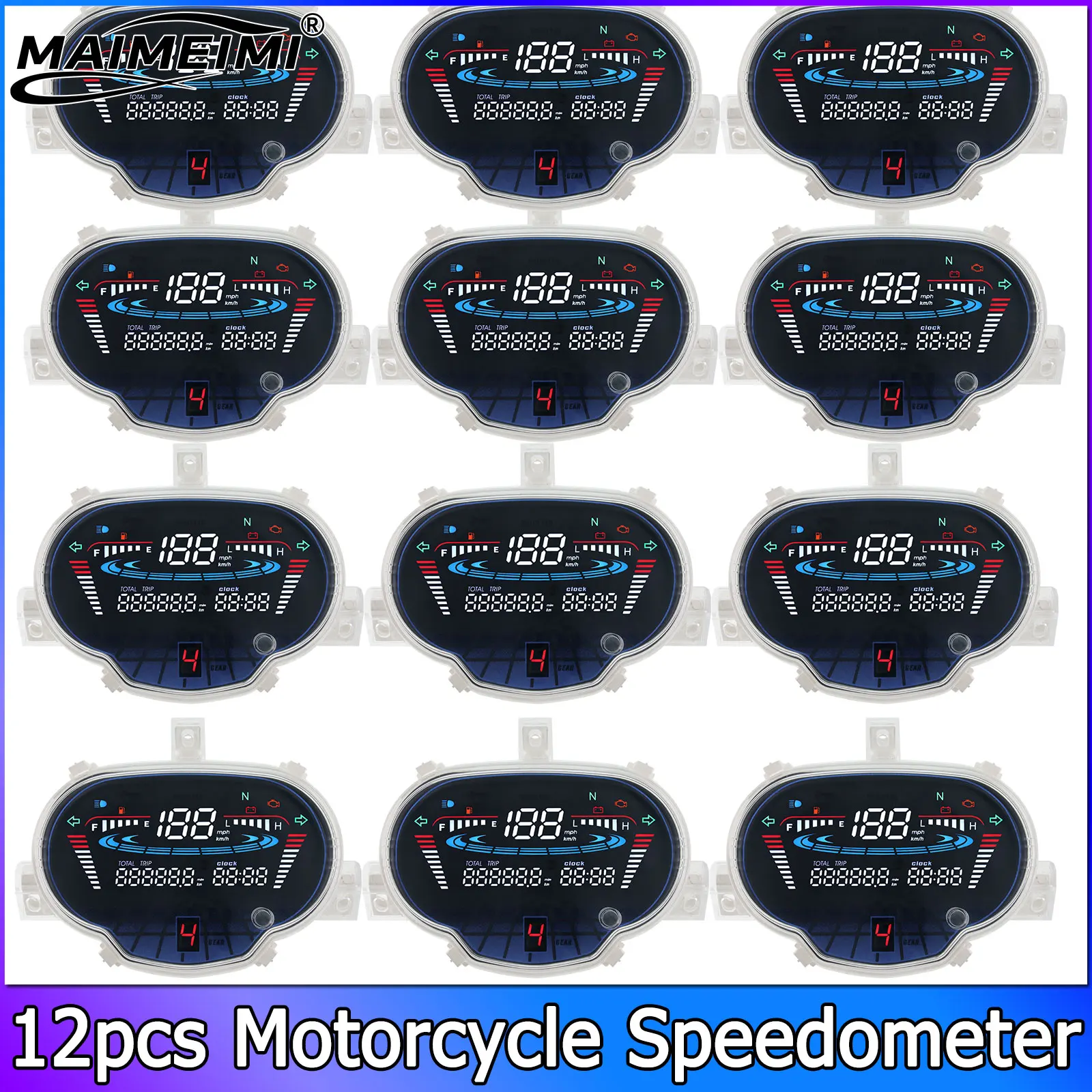 12pcs Digital Meter Motorcycle Speedometer Odometer 1FDH35101000 For Yamaha Sight 115/Crypton Fi 114 Sirius Fi VEGA RR/ VEGA