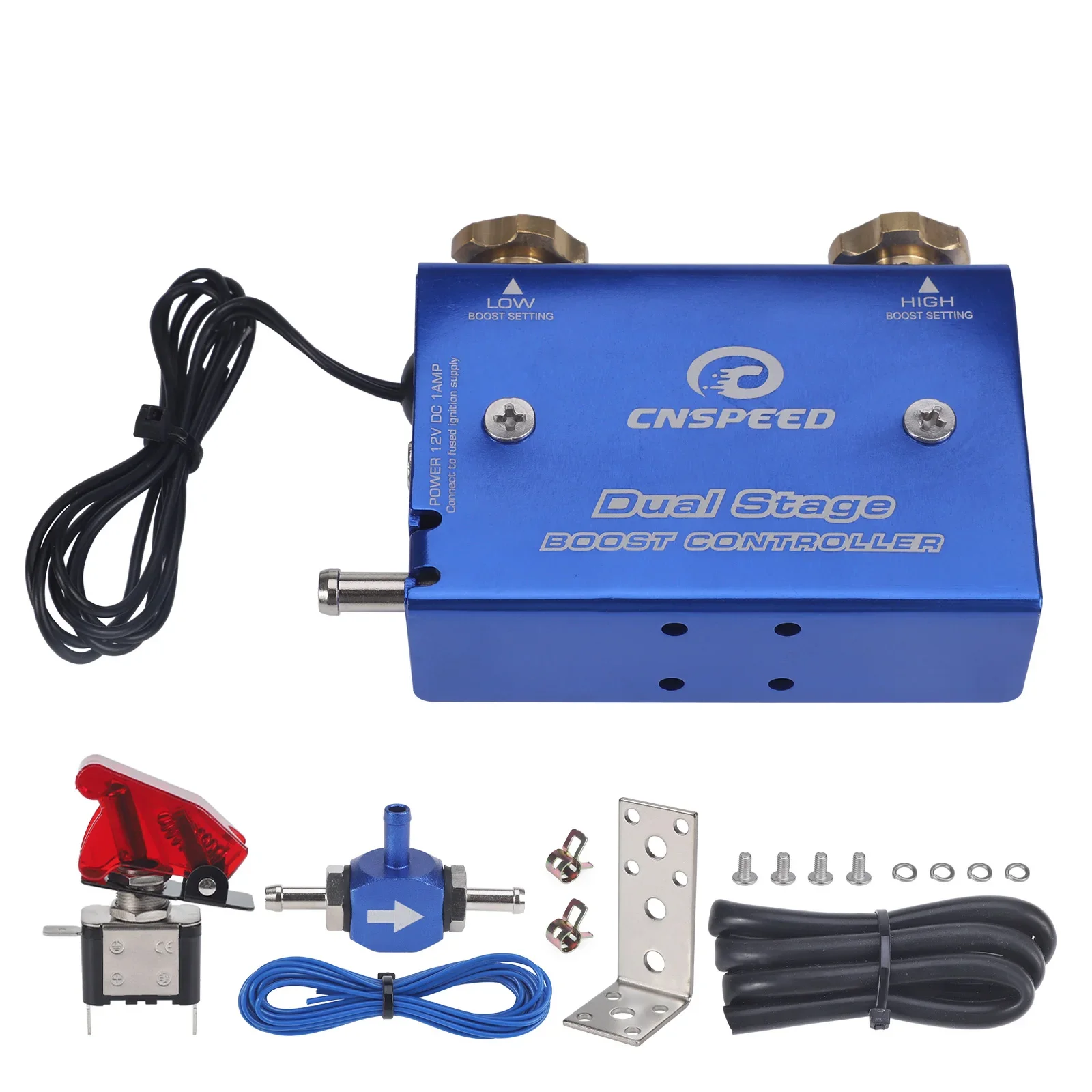 CNSPEED Universal-Turbolader Psi-Boost-Controller-Kit mit Schalter/Hochwertiger Einstellbarer Renn-Turbolader in Blau mit Zweistufiger Elektronik – Detail 1