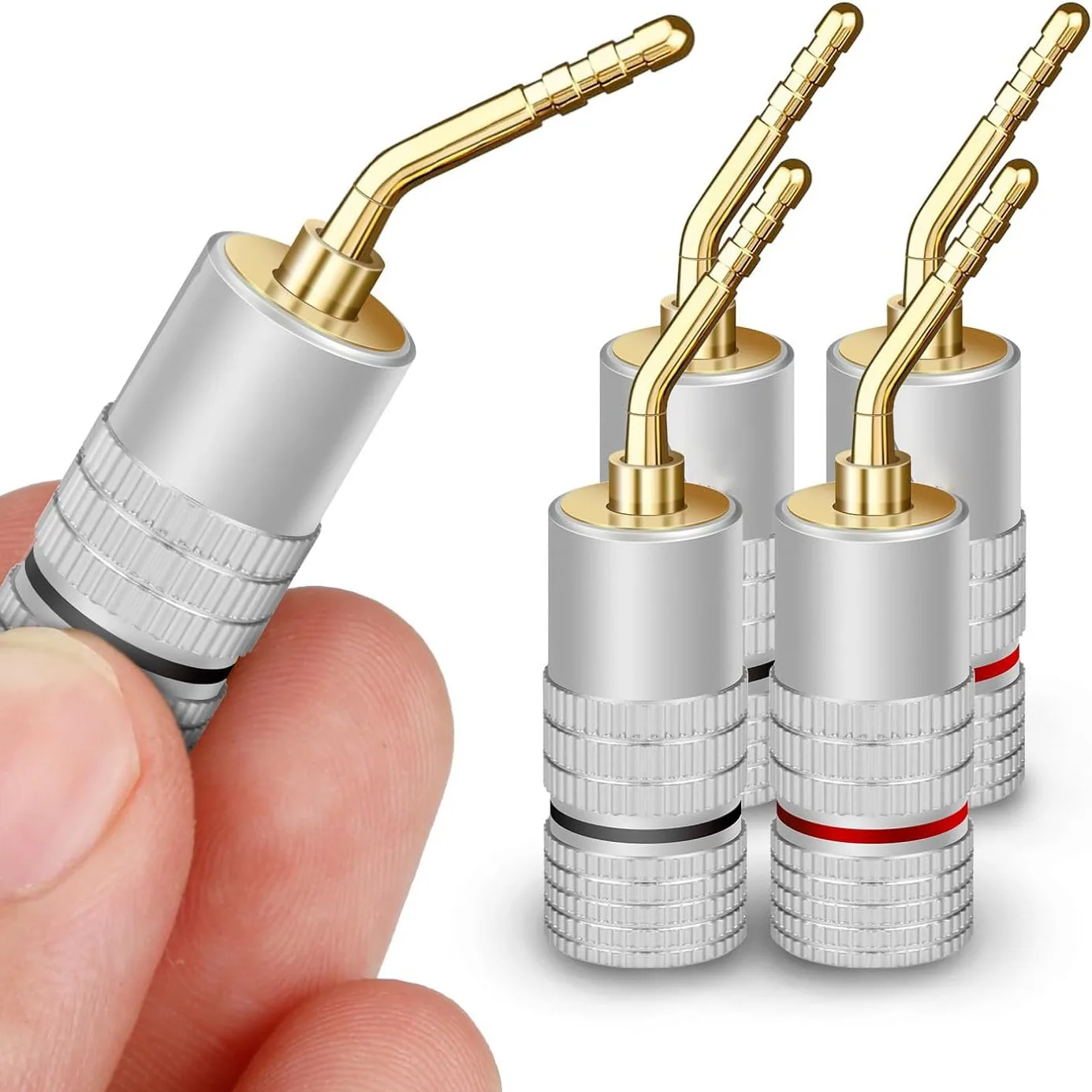 4 Conectores de Cable de Audio Hi-Fi de 2mm Tipo Banana para Altavoces/Amplificadores, Conectores de Audio Tipo Banana para Altavoces