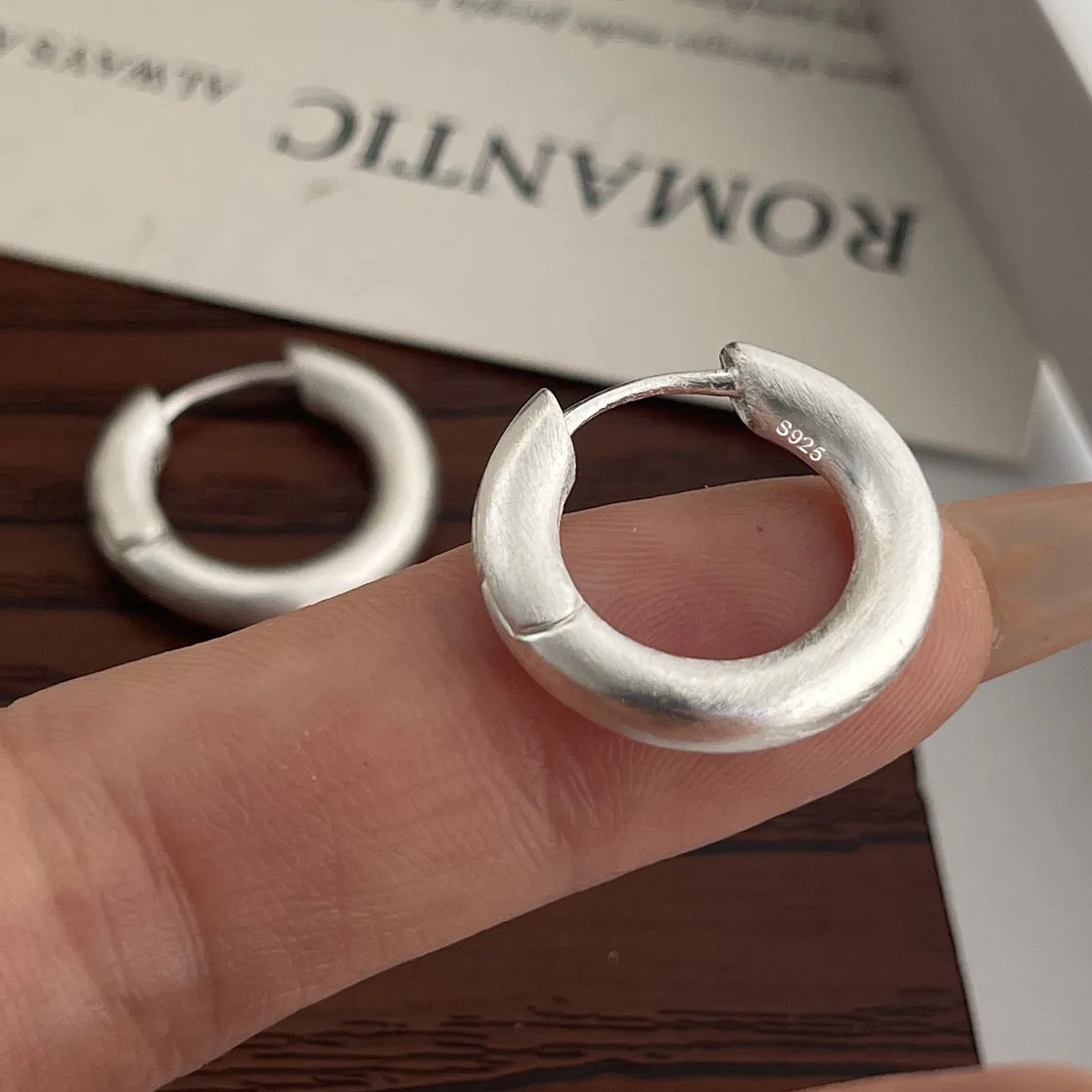 925 Sterling Silver Vintage Earrings For Women Simple Round Shinning Earring Jewelry Prevent Allergy Party Accessories Gift