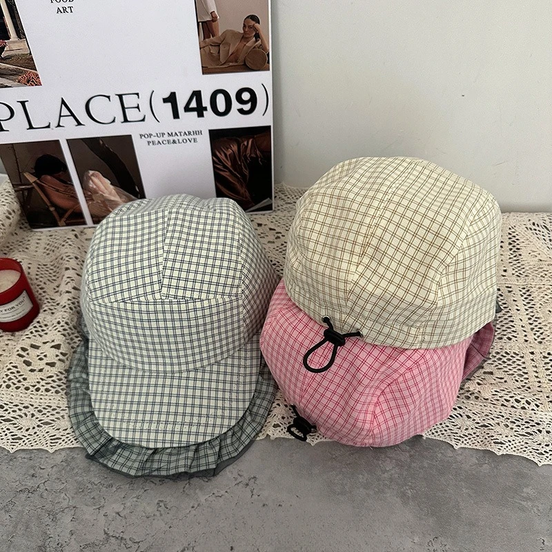 

Корейские бейсболки в клетку для мужчин и женщин: новые модные солнцезащитные кепки-козырьки