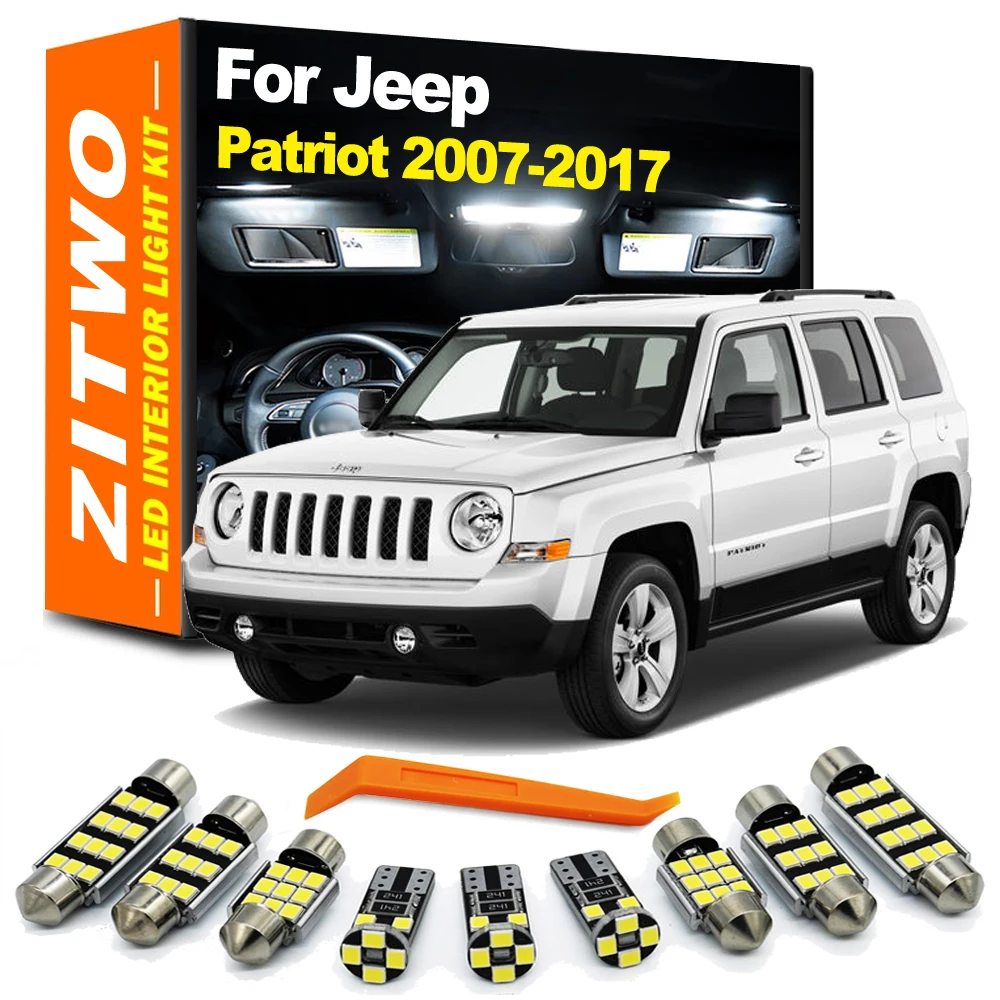 ZITWO 8Pcs Car LED Interior Map Dome Reading Light Kit For Jeep Patriot 2007 2008 2009 2010 2011 2012 2013 2014 2015 2016 2017