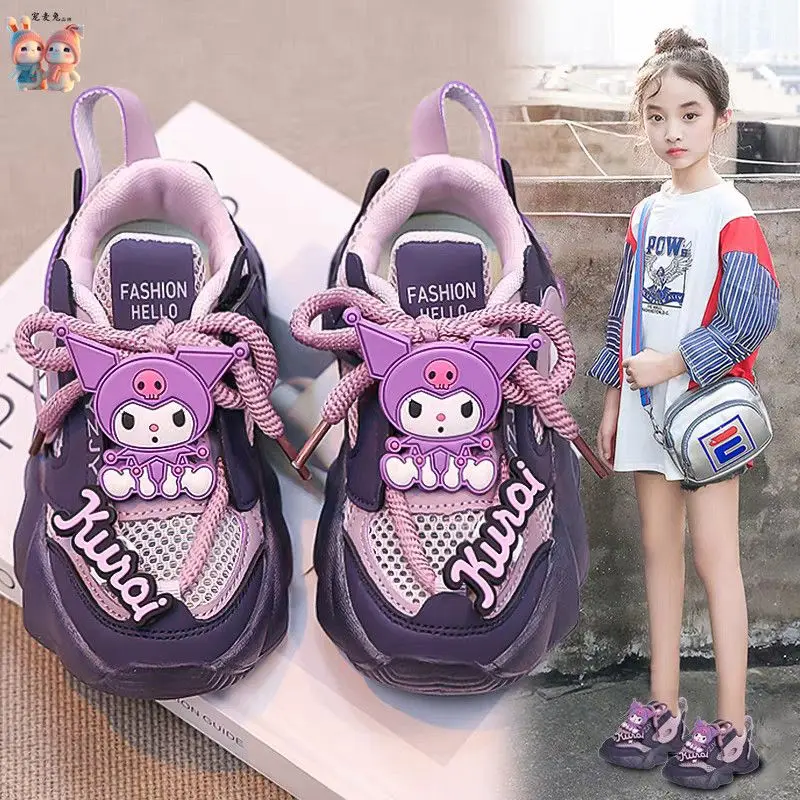

Sanrio Girls New Style Sports Shoes Kulomi Girls Breathable Single Net Shoes Summer Internet Celebrity Soft Sole Daddy Shoes Hot