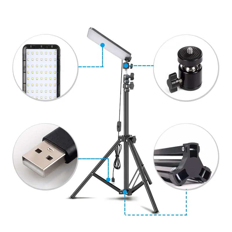 Video Light LED Selfie Light LED lamp Photography Light With Tripod Stand for Outdoor Camping Picnic Live Stream Video Photos