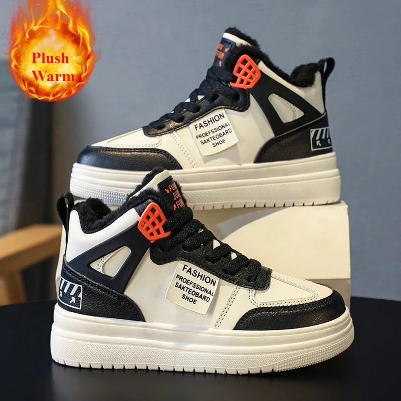 

Children Boots Winter Kids Sneakers Plush Warm Children Board Shoes High Top Basketball Shoes for Boys Winter Casual Ankle Boots