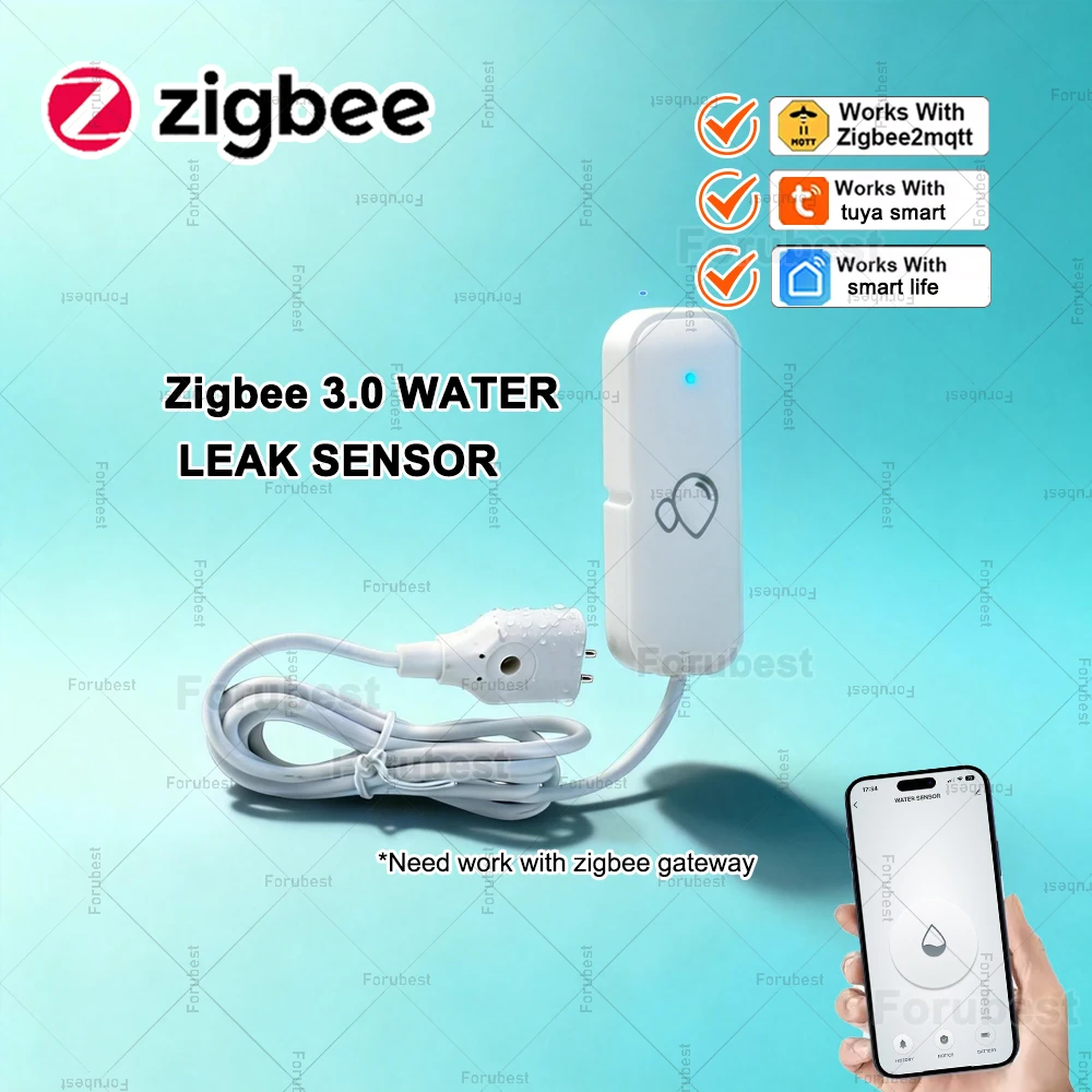 Tuya Zigbee Water Sensor Flood Water Leakage Alarm Detector Security Protection for Smart Life Control Works With Zigbee Gateway