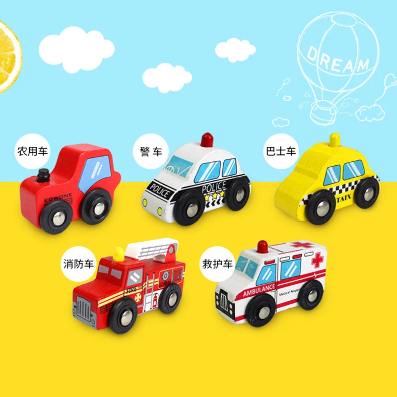 Wooden Car Engineering Vehicle Series Compatible With Wooden Rail Toy Scene Accessories Boy And Girl Toy 1:64 Pd17