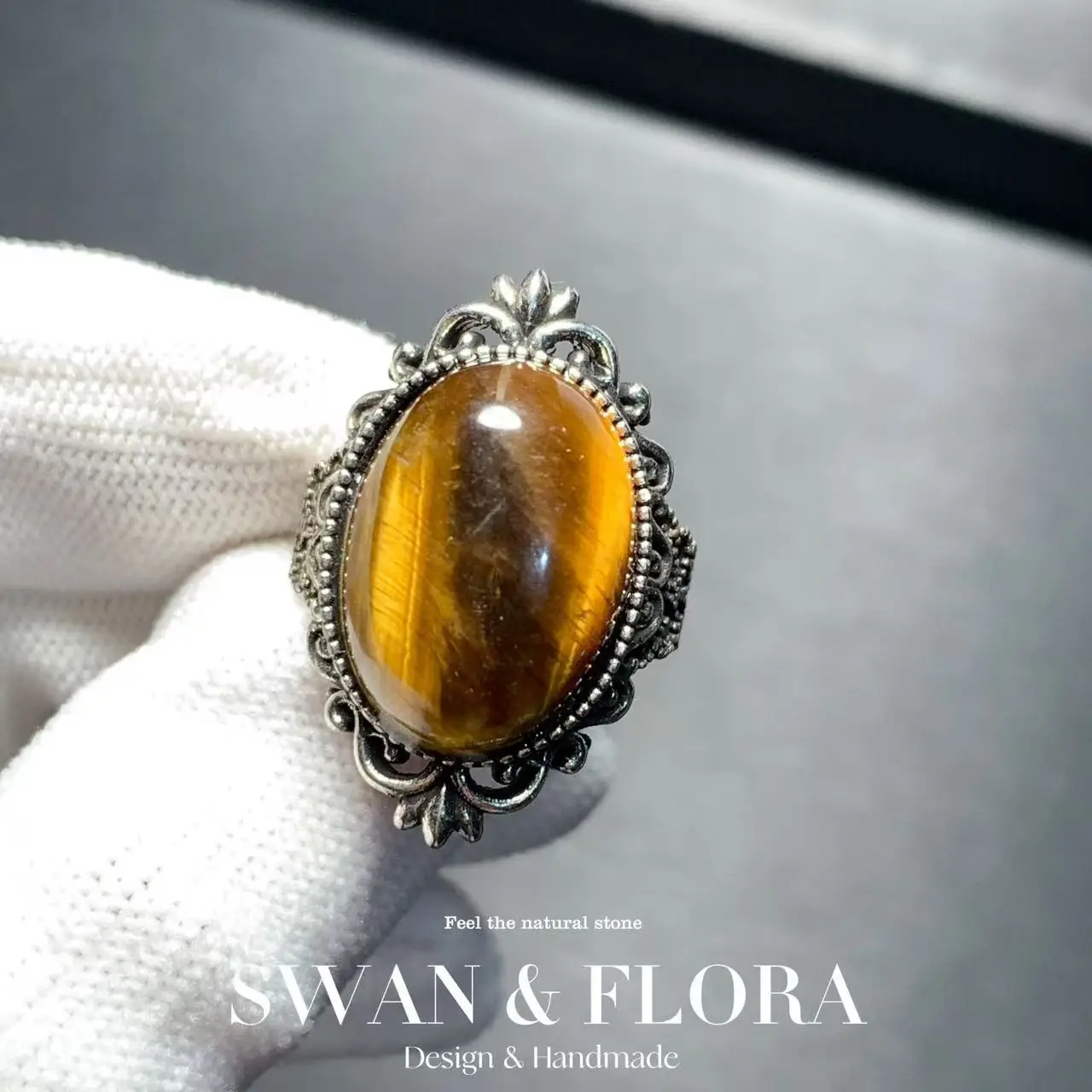 

18*14MM Natural Tiger's Eye Ring Adjustable Female Ring Jewelry for Women Gift Wholesale High Quality Vintage Fine