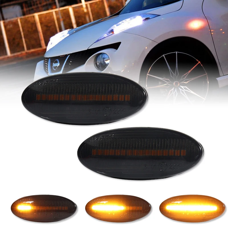 For Nissan X-trail Qashqai J10 Cube Juke Leaf Micra Micra K13 Note E11 Car Side Marker Light Dynamic LED Turn Signal Lamp T10