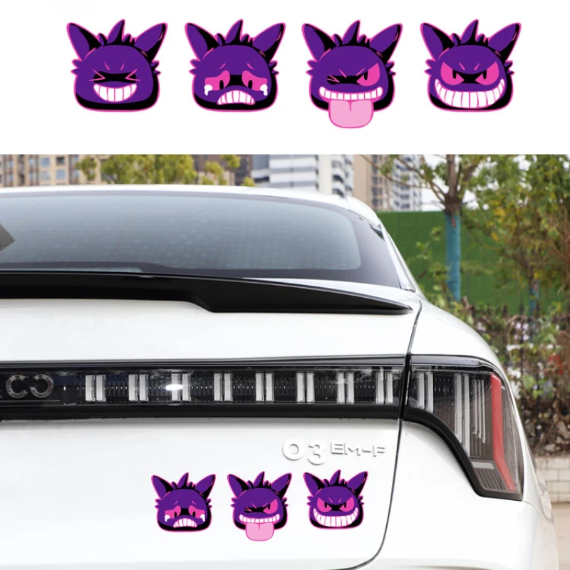 Pokemon Anime Gengar Expression Sticker Cute Car Decoration Sticker Motorcycle Helmet Reflective Sticker Children\'s Toy Gift