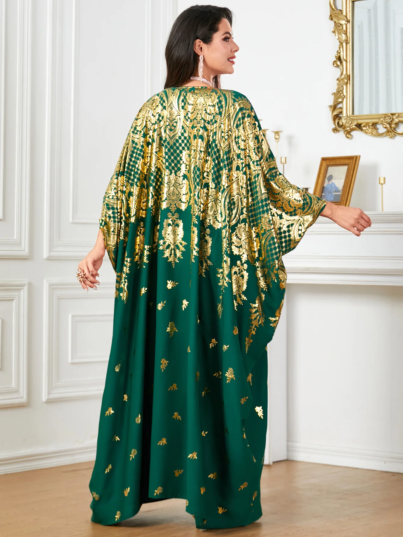 Ramadan Morocco Middle East Robe, Islamic Arab, Bat Sleeve, Loose Luxury Fashion, Hot Stamped Muslim Dress