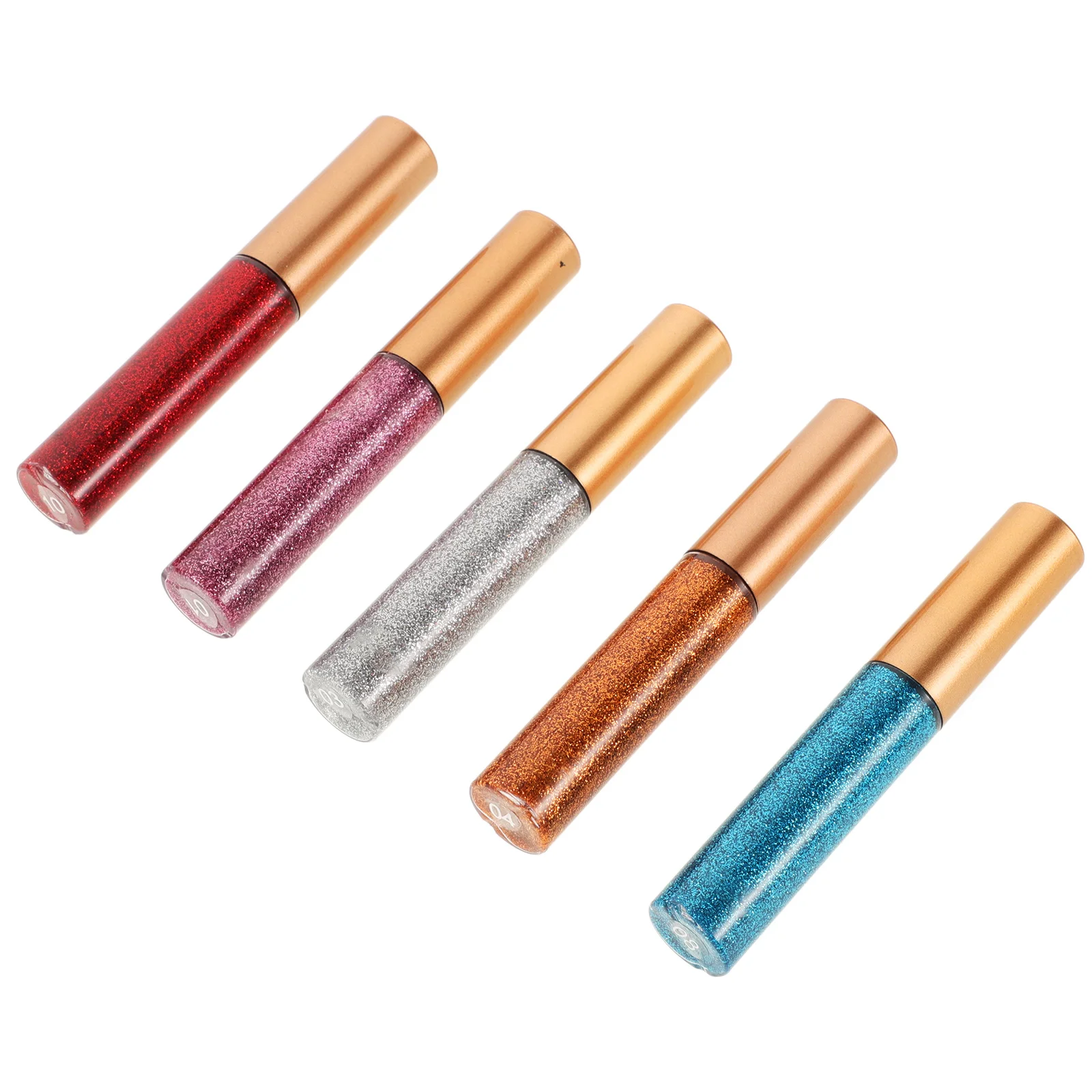 5 個のグリッターリキッドアイシャドウセットシマーアイシャドウスティックハイライターペン特別な機会仮装パーティー用輝く輝き