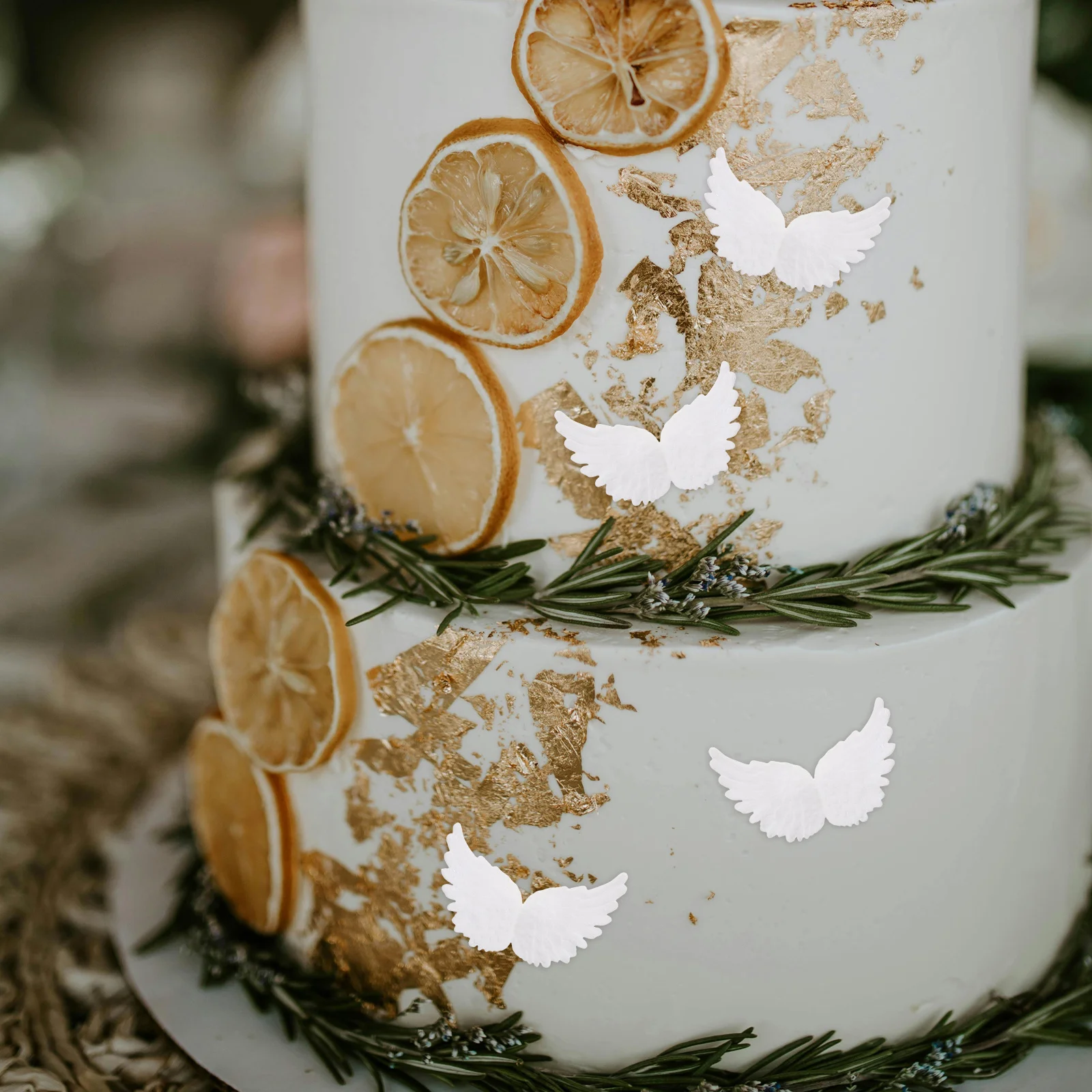 

18Pcs White Angel Wings Mini Cake Decoration Plastic Reusable Wings for Christmas Party Birthday Cupcake Craft Toppers