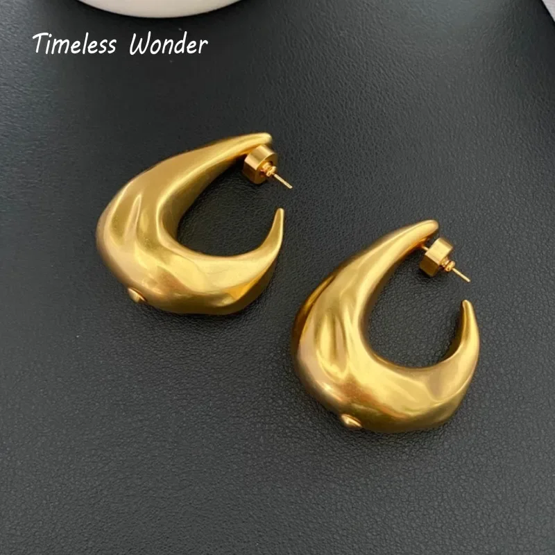 

Timeless Wonder Fancy Brass Geo Hammered Stud Earrings for Women Designer Jewelry Punk Luxury Runway Trendy Rare Top Retro 1370