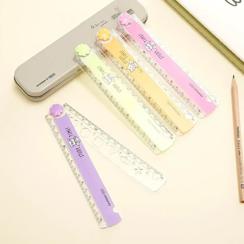 30 CM Kawaii Cute Kawaii Study Time Folding Ruler Multifunction DIY Drawing Rulers for Kids Students Office School Stationery