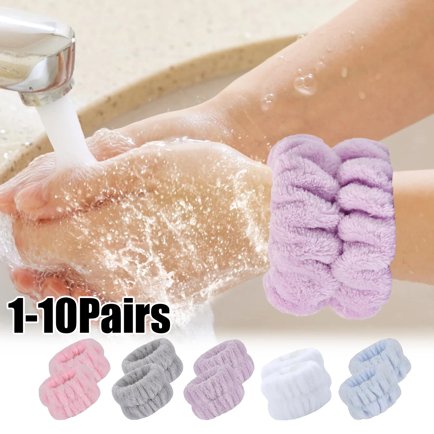 Women Flannel Makeup Wristband Facial Towel Washband Bow Headband Scrunchie Set for Skincare and Spa Routine
