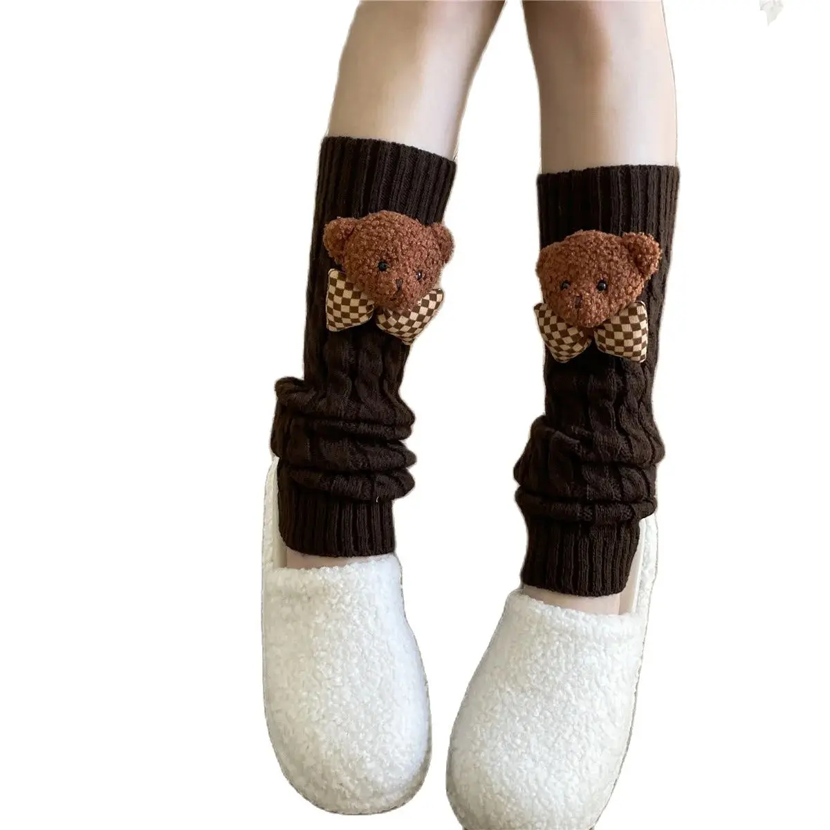 Buy One Get One Free Cute Lovely Bear Pattern Accessories Leg Warmmers Warm Comfortable Knitted Stockings JK Y2K Fashion