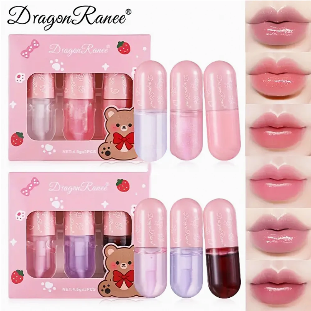 3-Piece Set of Lip Gloss, Moisturizing, Long-Lasting Mirror Gloss with Soft Matte Embellishment, Non-Stick Cup, Plant Ingredient