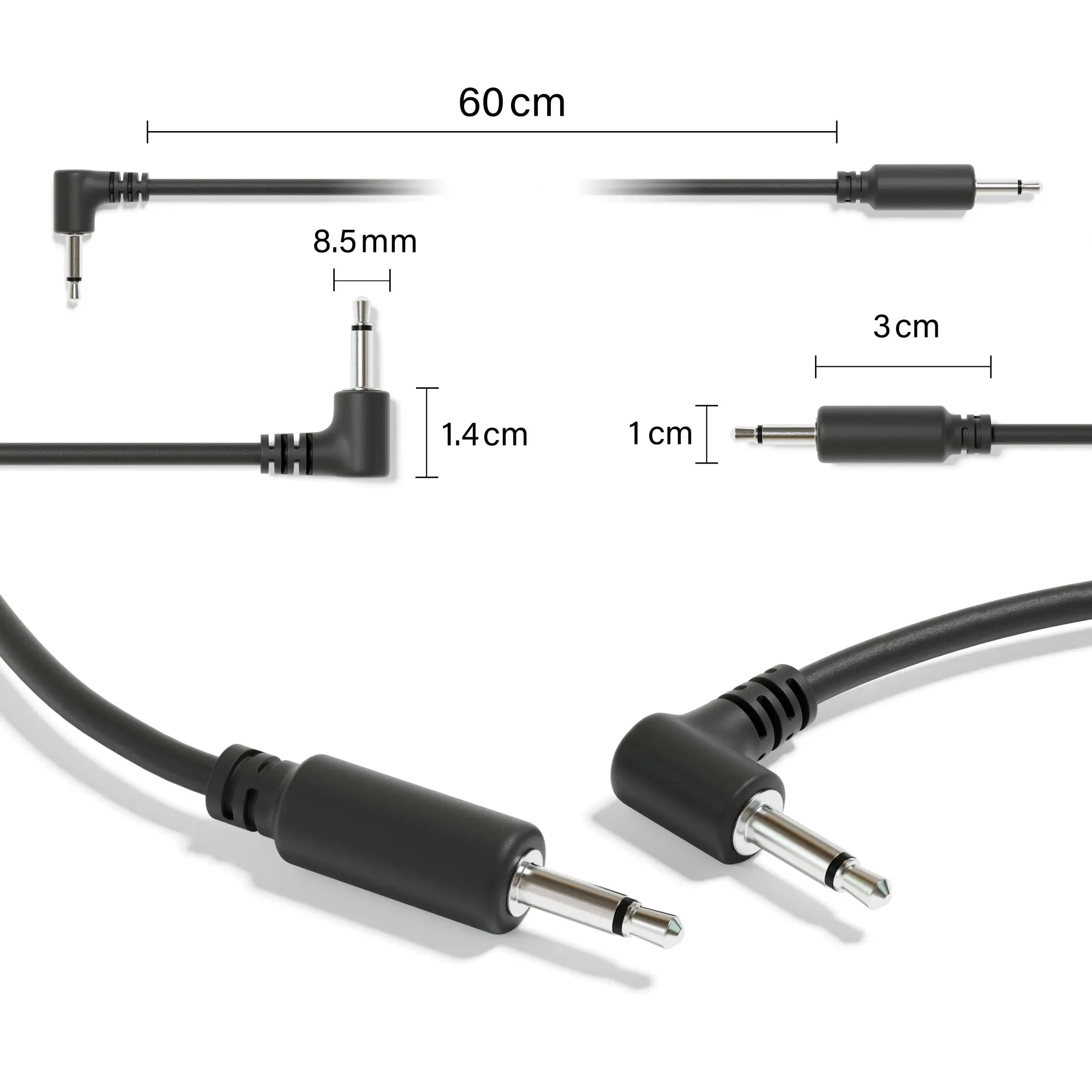 ExcelValley - 12-Pack hybrydowy Mono modułowe kable krosowe TS 3.5mm 1/8 \