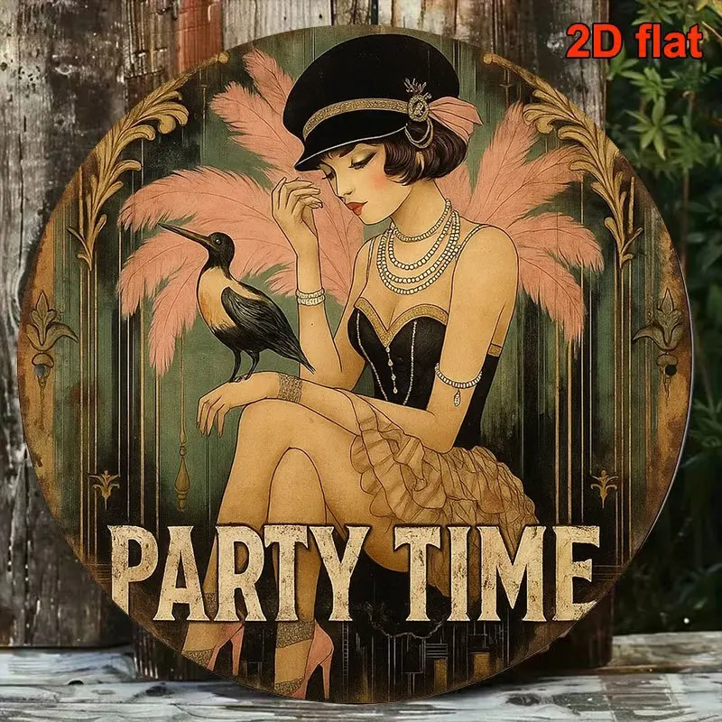 2D Flat, 1pc 8x8in/20x20cm 2D Flat Round Sign, 