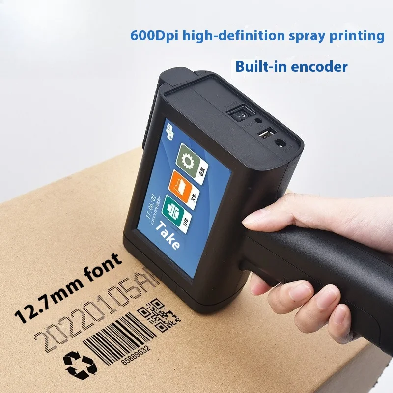 

Handheld Inkjet Printer Capacitive Screen, Small Production Date QR Code Barcode Label Batch Number Packaging Bottle