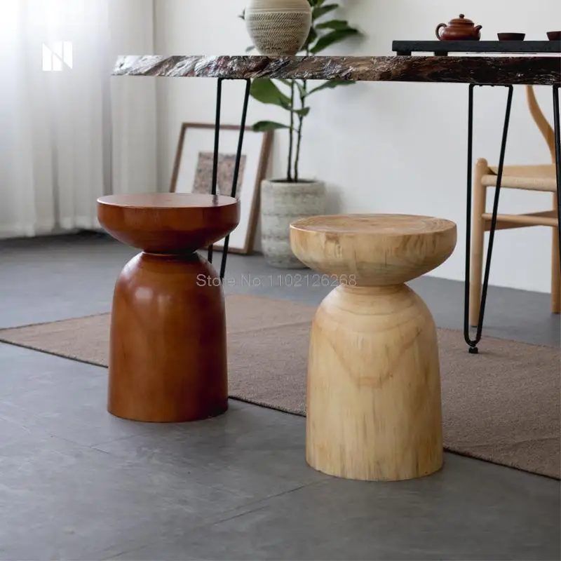 

Modern Minimalist Solid Wood Pier Log Stump Stool Designer Creative Round Stool Homestay Decoration Tree Stump Stool