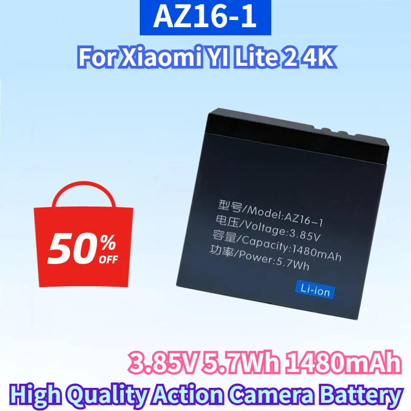 Newest AZ16-1 3.85V 5.7Wh 1480mAh Rechargeable Battery for Xiaomi YI Lite 2 4K for Xiao Yi 4k High Quality Action Camera Battery