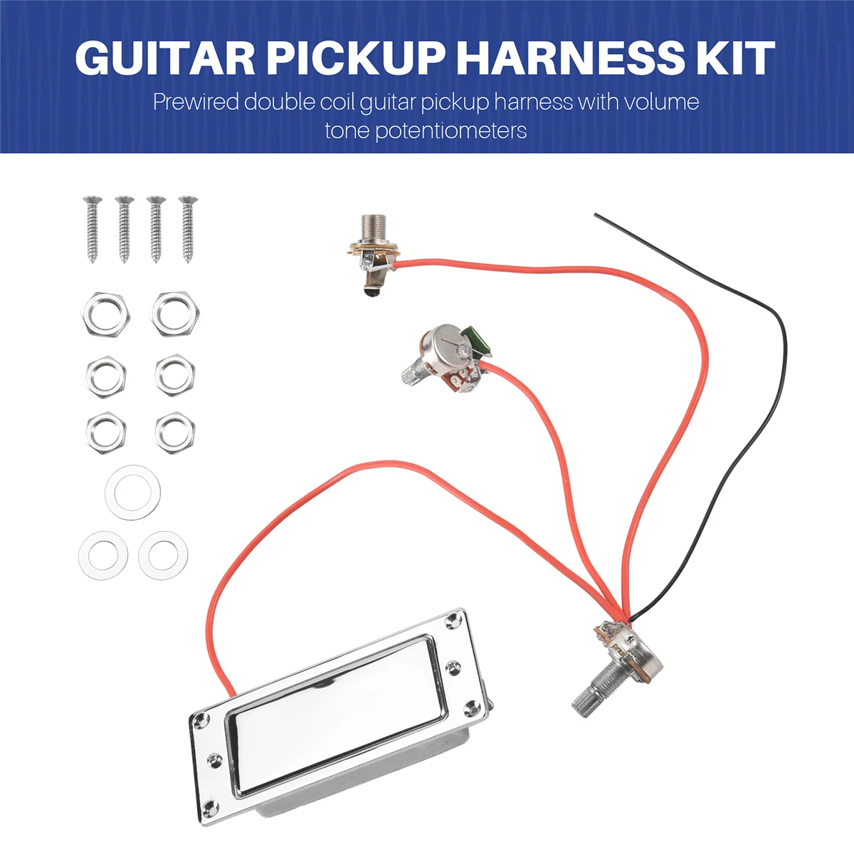 NN89R Электрогитара с предварительной проводкой, двойная катушка, хамбакер, комплект жгутов проводов для гитары с потенциометром громкости 500 К, тональные горшки