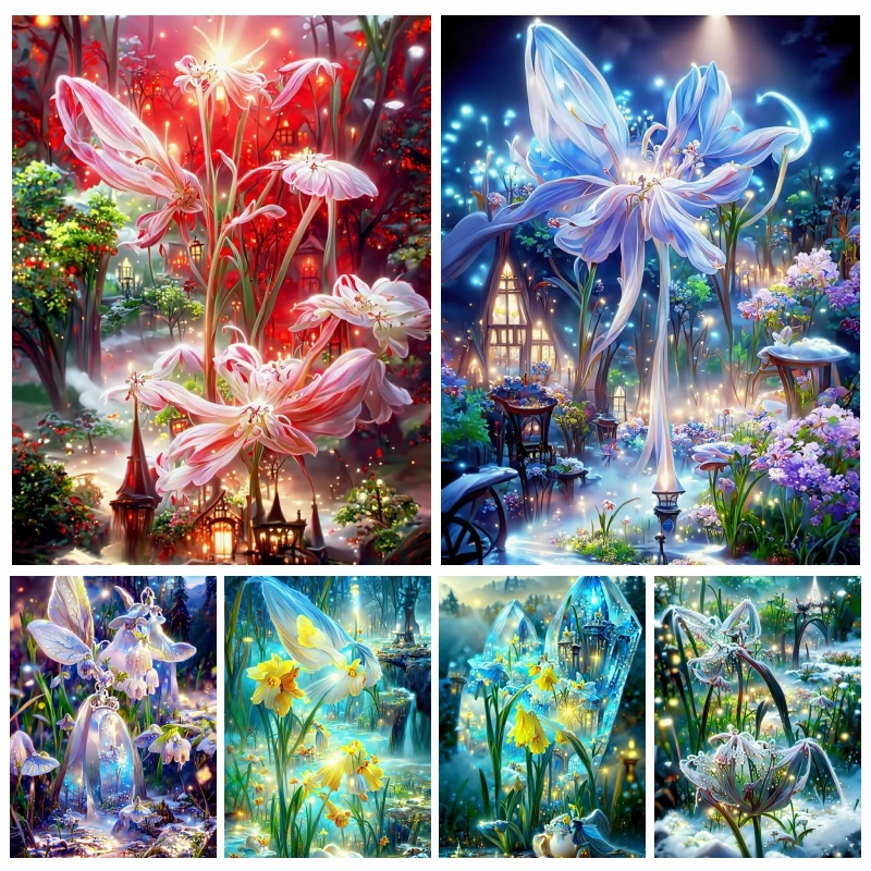 

Mysterious Lycoris Radiata Flowers AB Drills Diamond Painting Kits Red Spider Lily Art Mosaic Cross Stitch Handcraft Home Decor